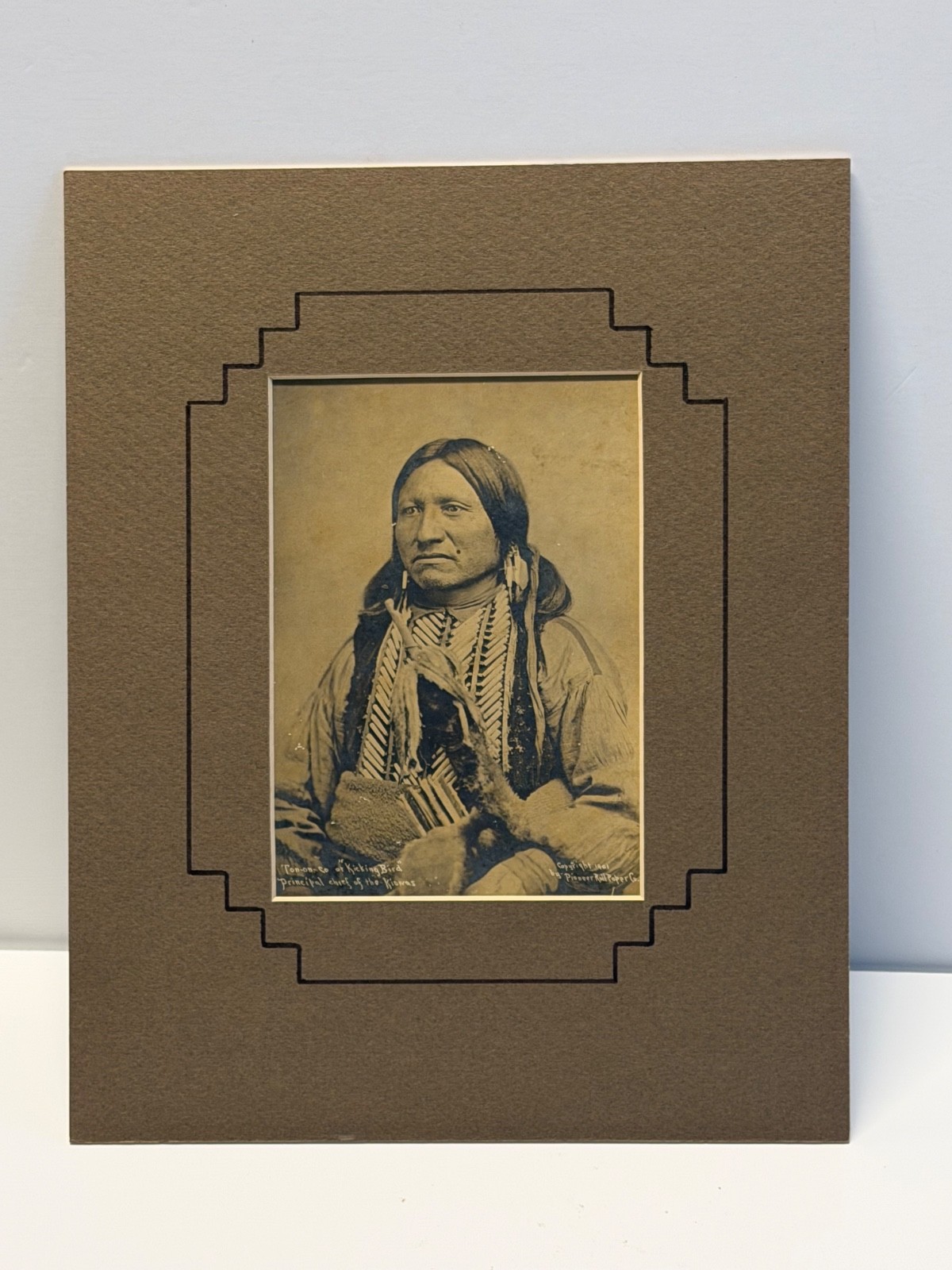 Antique Native Amerian Indian Photograph of Kicking Bird (Teneangop'te) Cheif