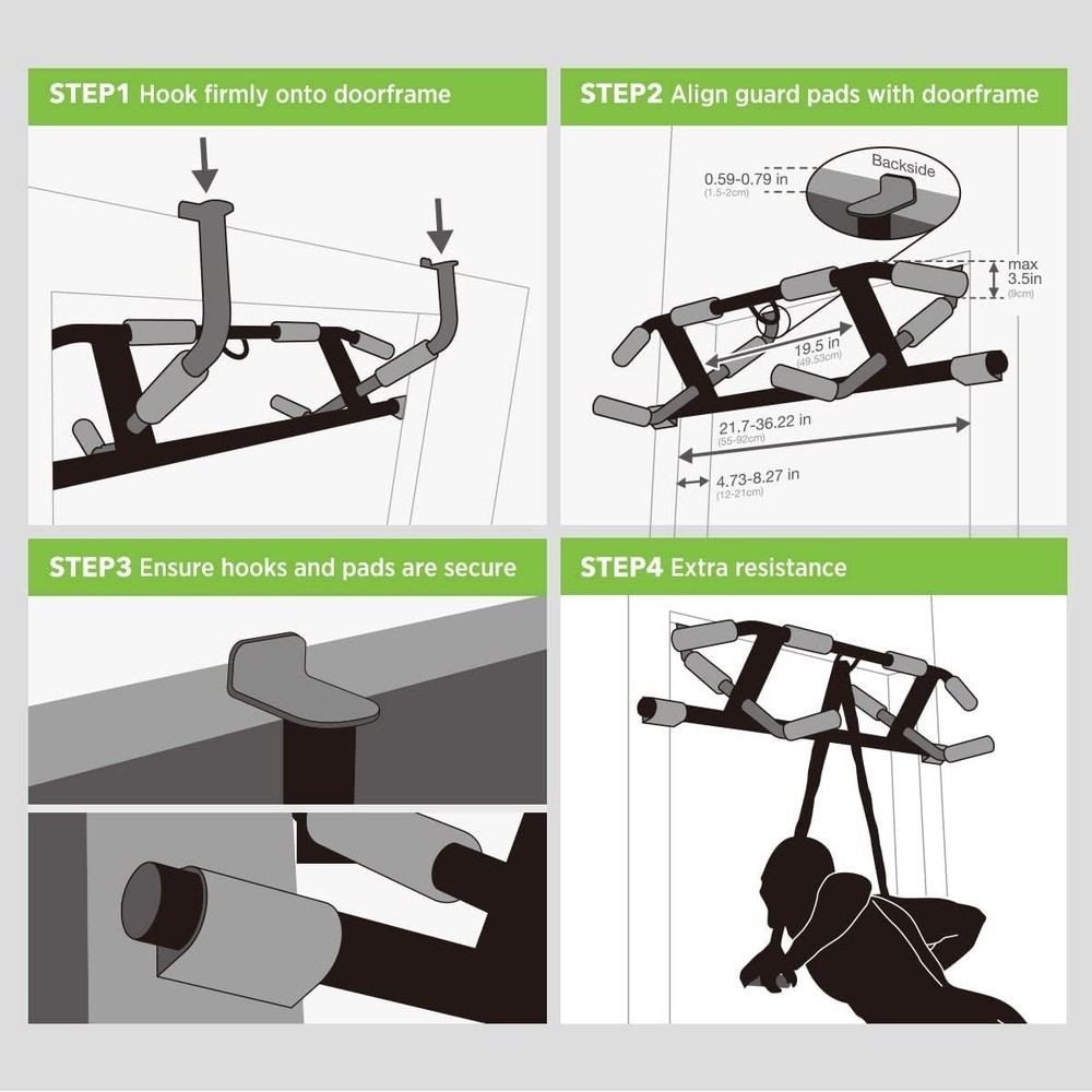 2026 Upgrade Multi-Grip Pull Up Bar with Smart Larger Hooks Technology - Pa...