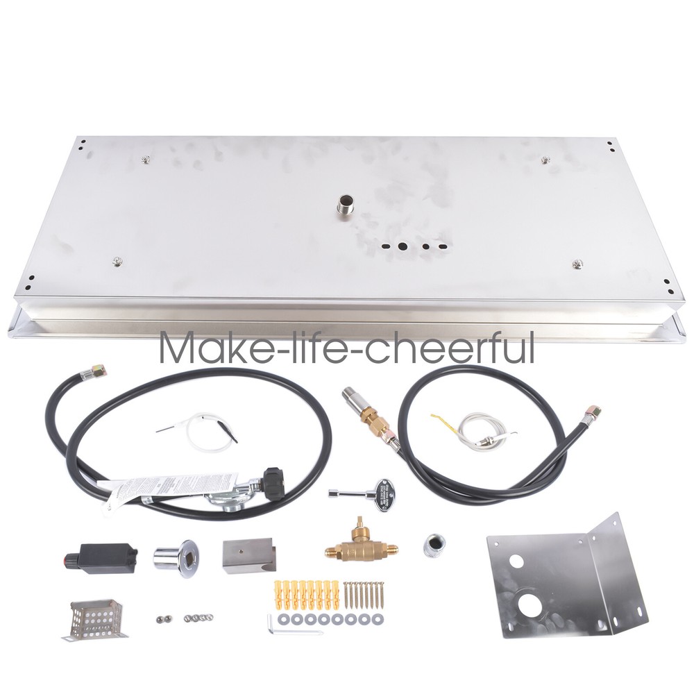 30 x 10 Inch Fire Pit H Burner Propane Gas Rectangular Drop-in DIY Fire Pit Kit