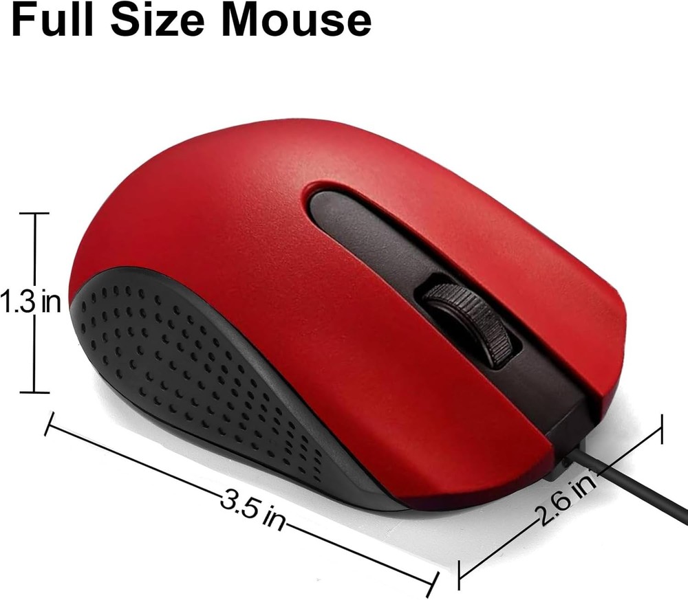 Comfortable USB Wired Mouse with Optical Tracking - Ideal for Laptops & PCs