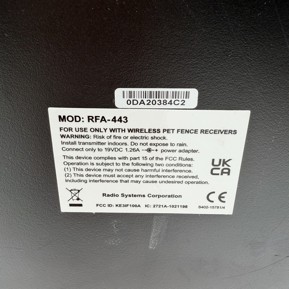 PetSafe RFA 443 Wireless Pet Containment System Transmitter Unit ONLY NO ADAPTER