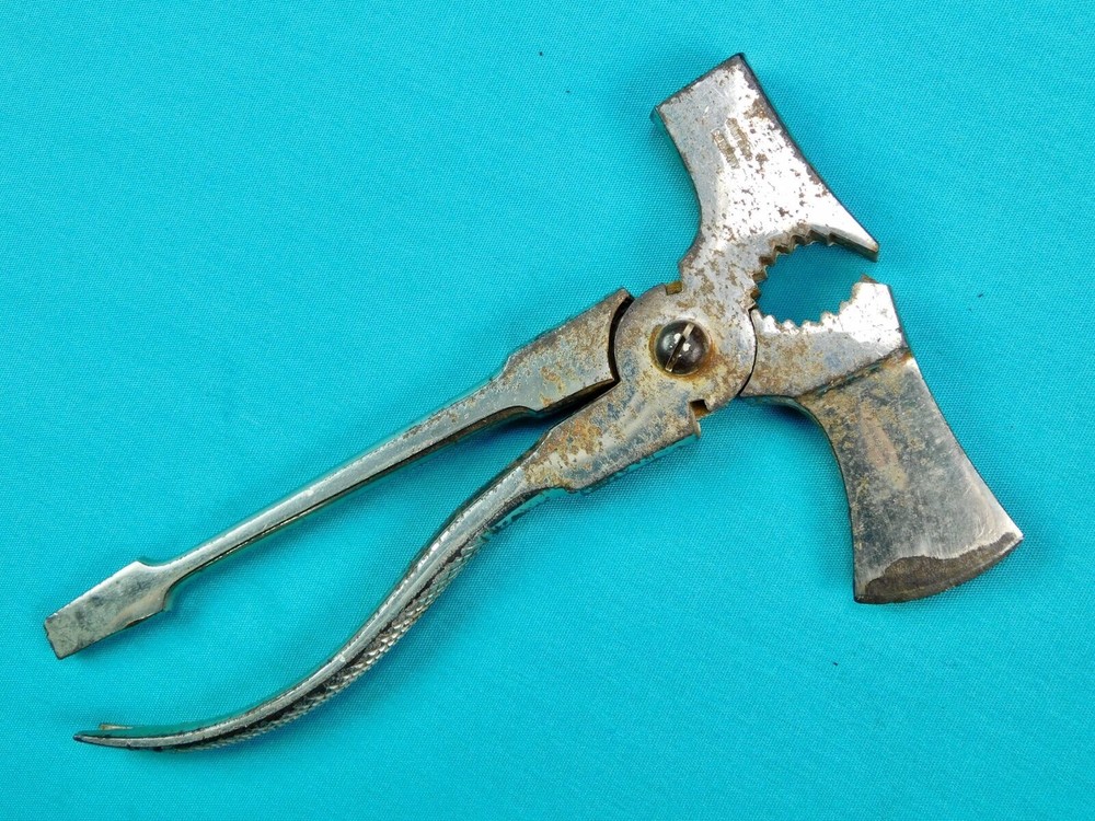 VINTAGE GERMAN GERMANY HAMMER AXE PLIERS SCREWDRIVER NAIL PULLER MULTI TOOL