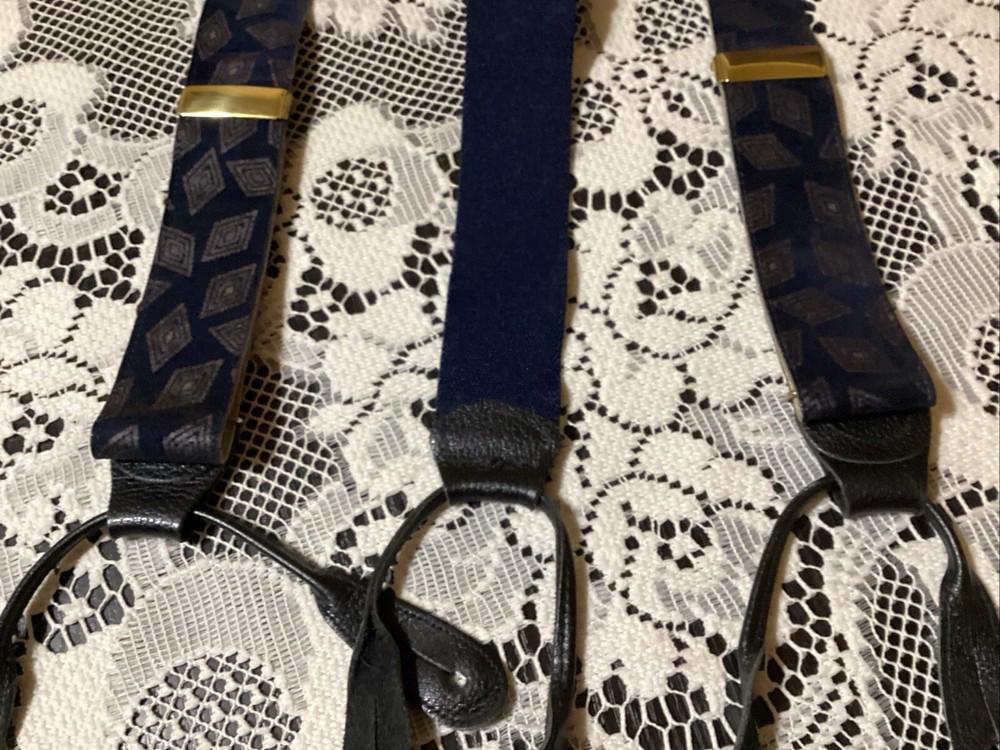 Leather/Suede Suspenders With Brass Hardware