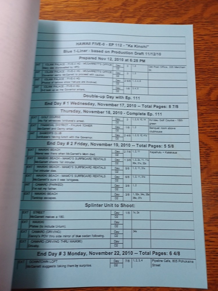 2010 Hawaii Five-O " Ke Kinohi" Episode # 112 Script JRR22