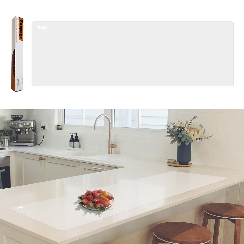 49.2" x 15.7" Large Silicone Mat for Kitchen Counter Protector, Cuttable Sili...