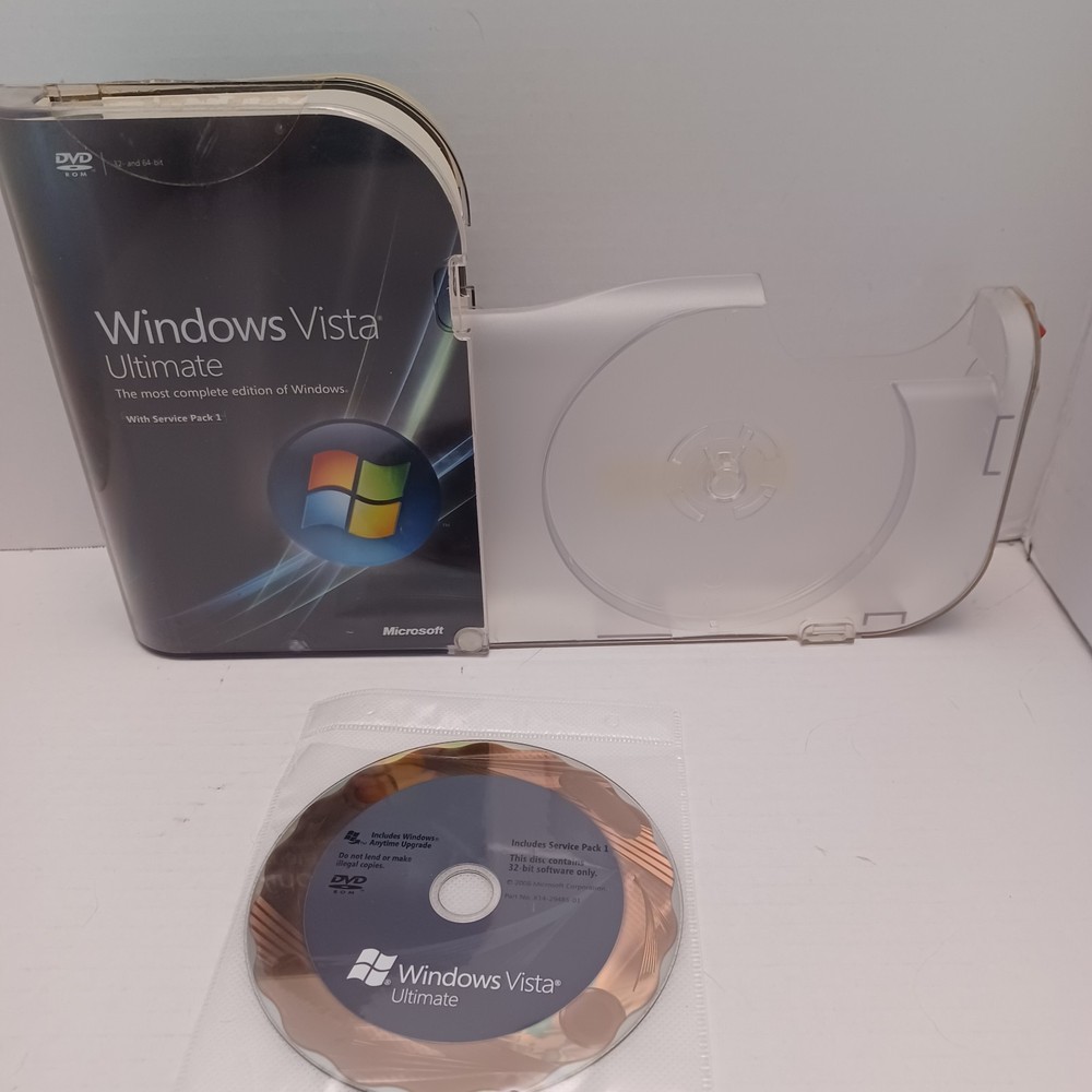 Microsoft Windows Vista Ultimate Includes Service Pack 1 - 32 bit & 64 bit DVD's