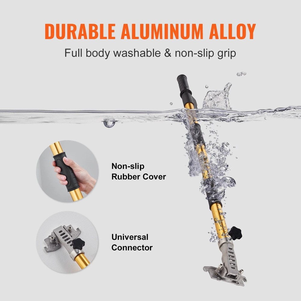 Drywall Flat Box Handle 40''-64'' Anodized Aluminum 5-Section Length Adjustable