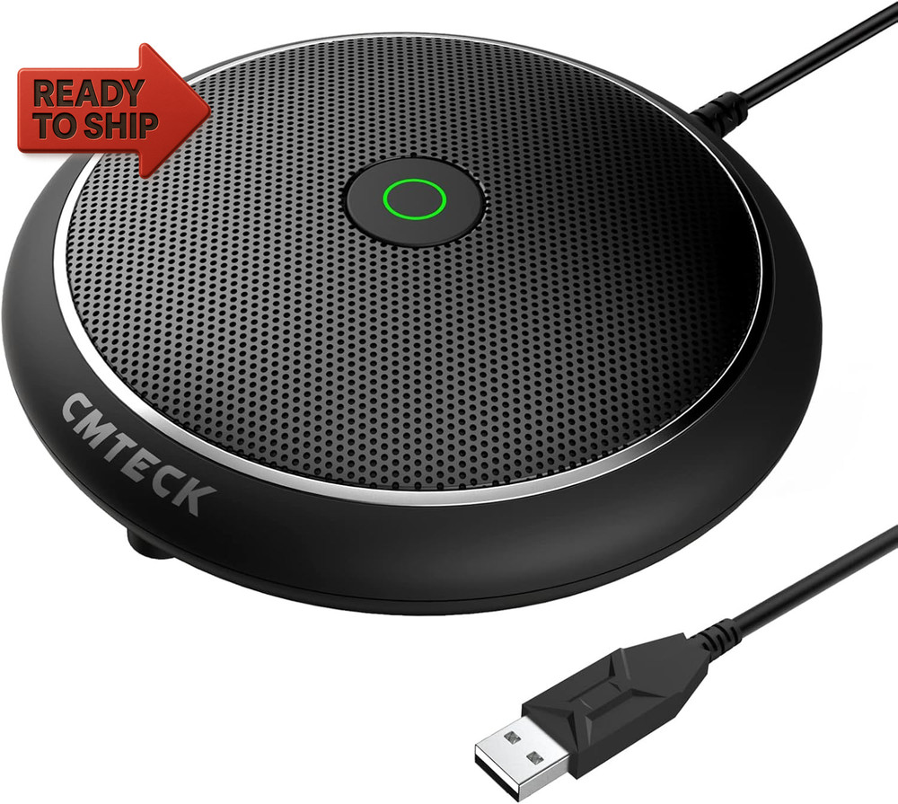 CMTECK Conference USB Microphone, Computer Desktop Mic with Mute Function, Omni