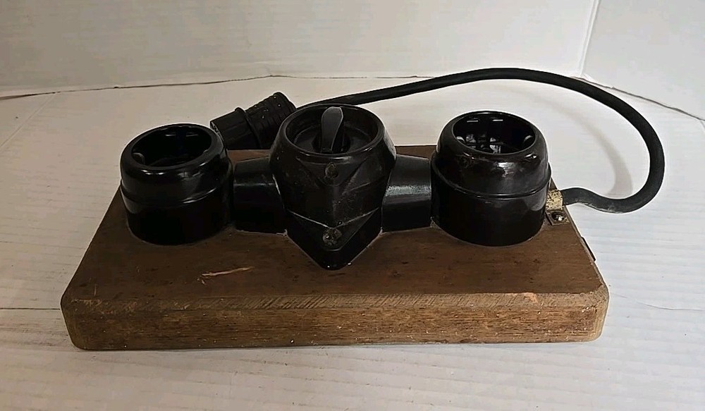 Distributor Plate Switch Panel Socket 2 Pieces Bakelite with Cable and Plug