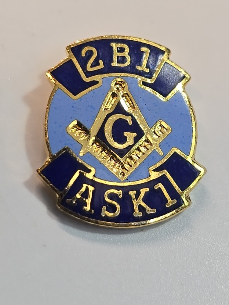 Mason Lapel Pin 2B1 ASK1 Small Size Blue Enamel