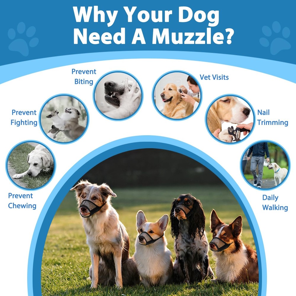 Dog Muzzle Suits for Small Medium Large Dogs Mesh Muzzle Pack for Dogs Anti B