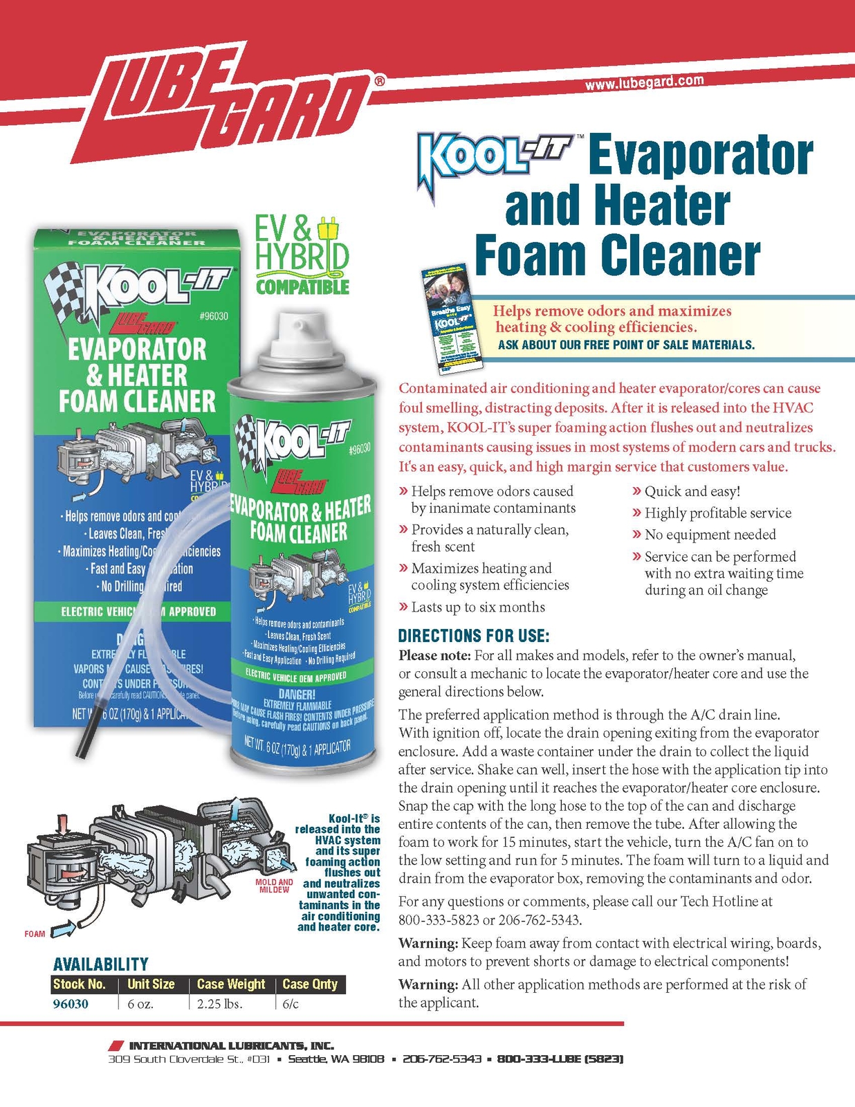 Lubegard KOOL-IT™ 3 Pack Evaporator & Heater Foam Cleaner, 96030