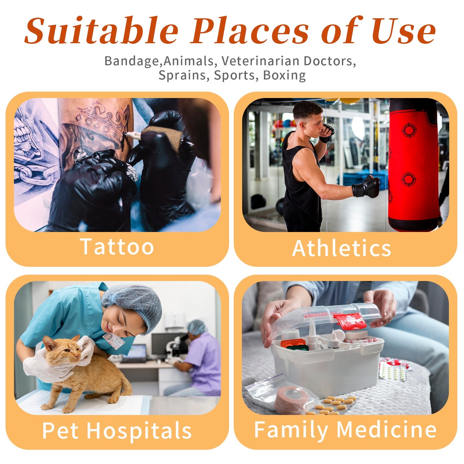 24-Rolls Self Adhesive Bandage Wrap, Vet Medical Tape 2 In x 5 Yds Multi-Color