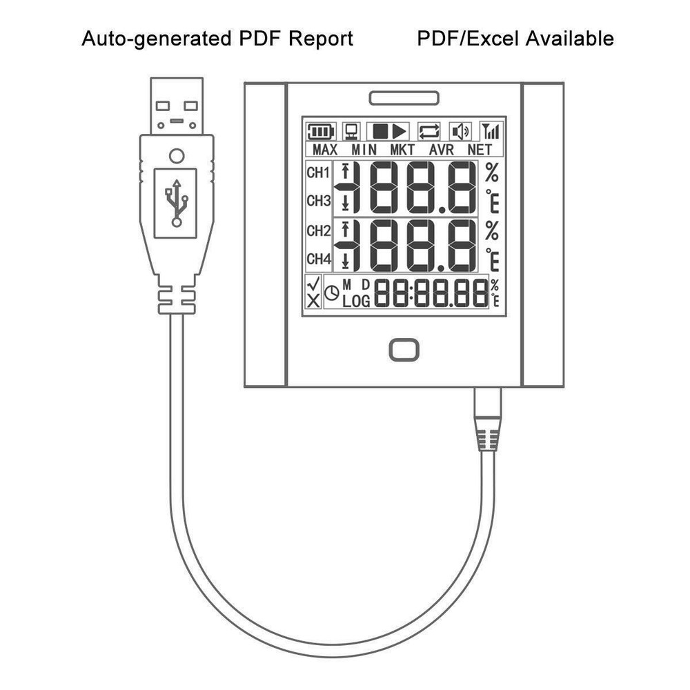 Elitech GSP-8 Temperature Data Logger Humidity Recorder USB DDL Quick PDF Report