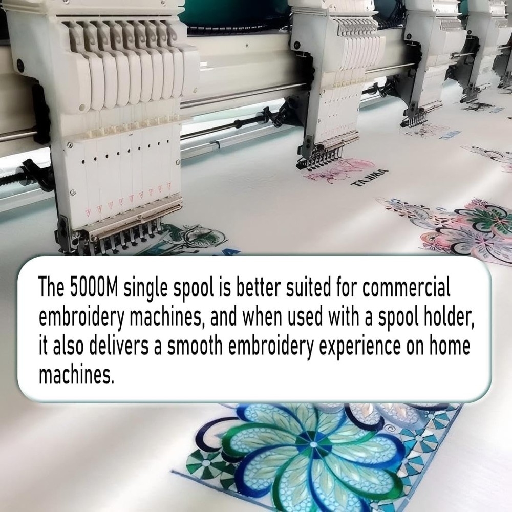 6 Spools Embroidery Thread Set, 3000 Yards 40WT 100% Polyester Trilobal Machi...