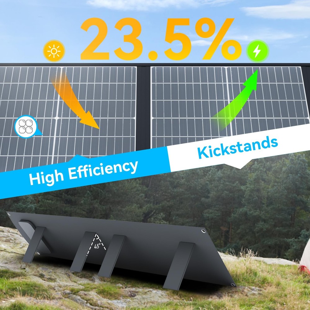 Ecosonique 200W Portable Solar Panel for Power Stations, Foldable & Lightweig...