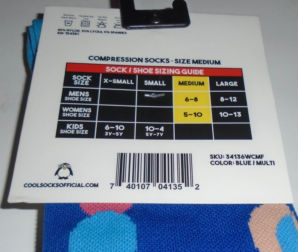 NWT COOL SOCKS COMPRESSION SOCKS / OVER THE CALF Size: MEDIUM / 5-10 / 6-8