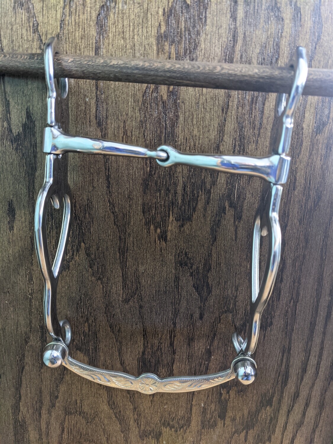 Western Silver Heart Cheek Show Bit - 5" Snaffle Mouth - 8" Cheek