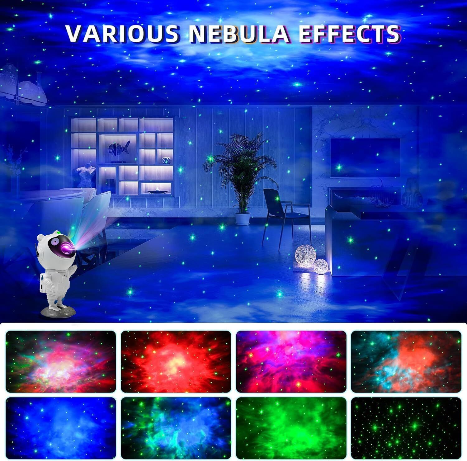 LED Galaxy Projector Night Light Astronaut Nebula Ceiling Lamp for Kid's Bedroom