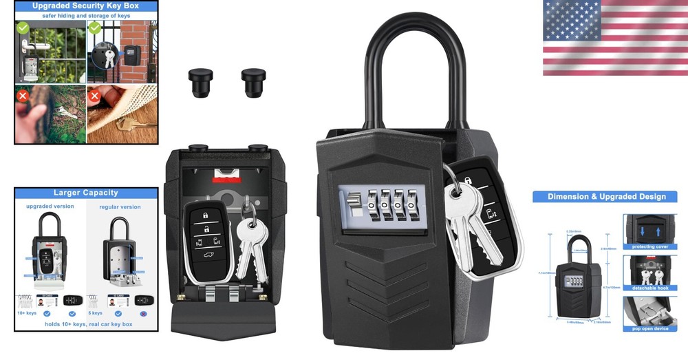 Secure Waterproof Key Lock Box with Double Hook - Perfect for Realtors
