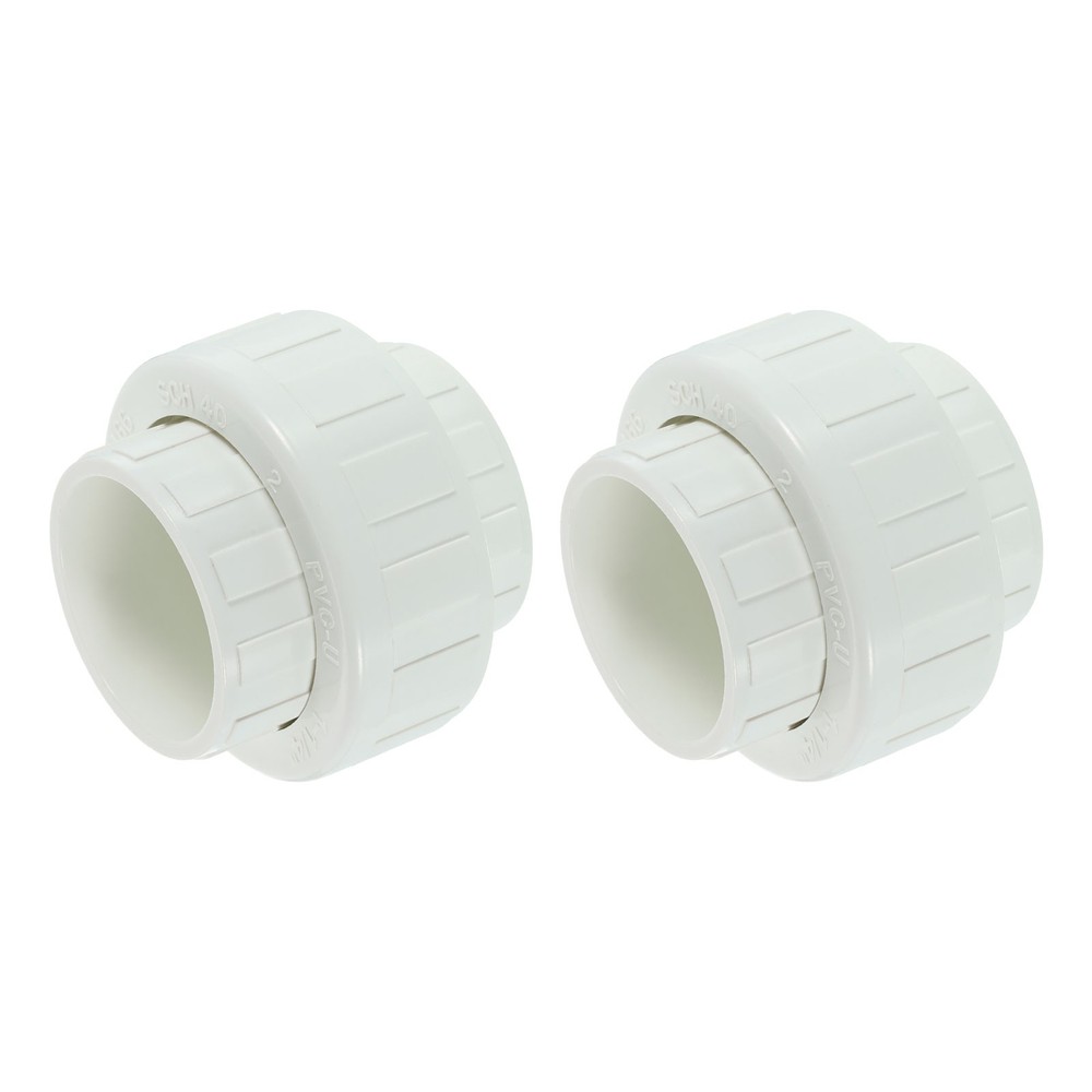 2Pcs 1-1/4" UPVC Union Coupling Pipe Fitting, UPVC Union Coupling Adapter, White