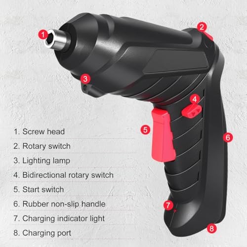 1set Cordless Rechargeable Screwdriver with Led Light Compact Electric Drill