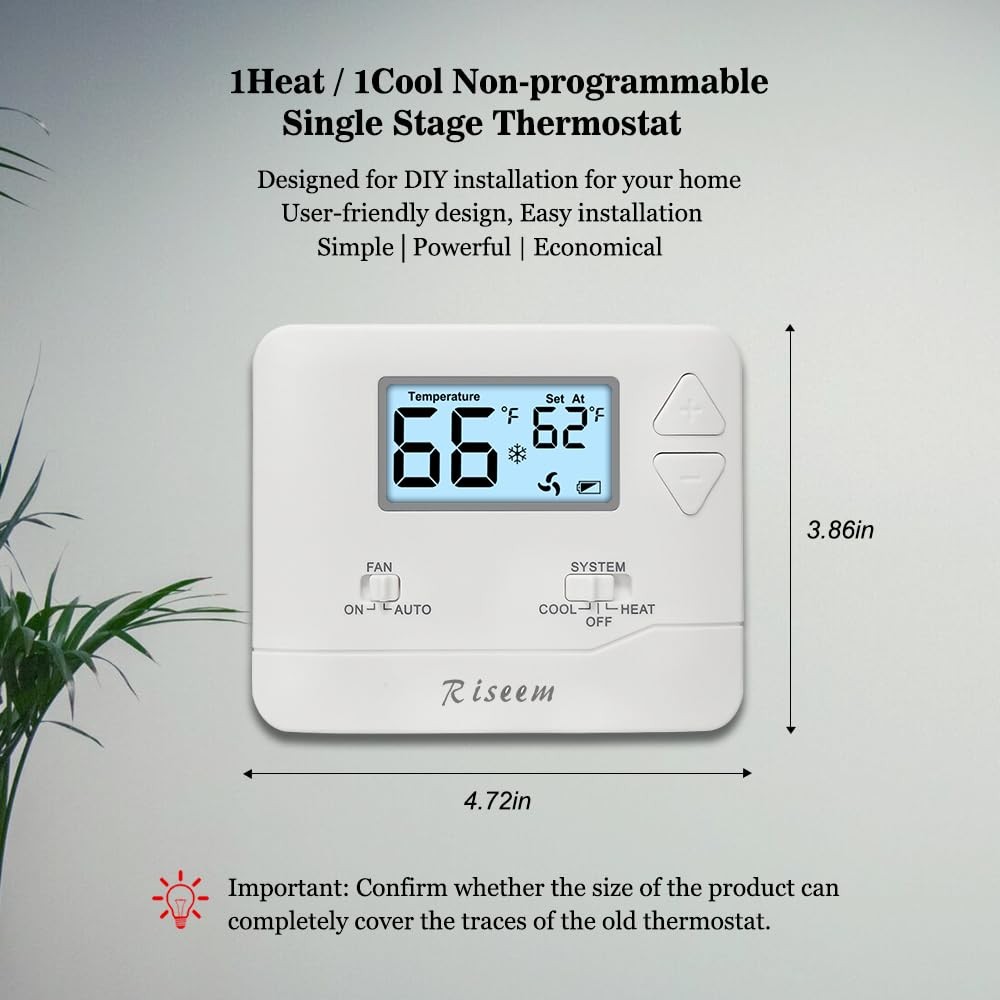 NonProgrammable Thermostat for Home, Single-Stage Systems,Digital Energy-Savi...