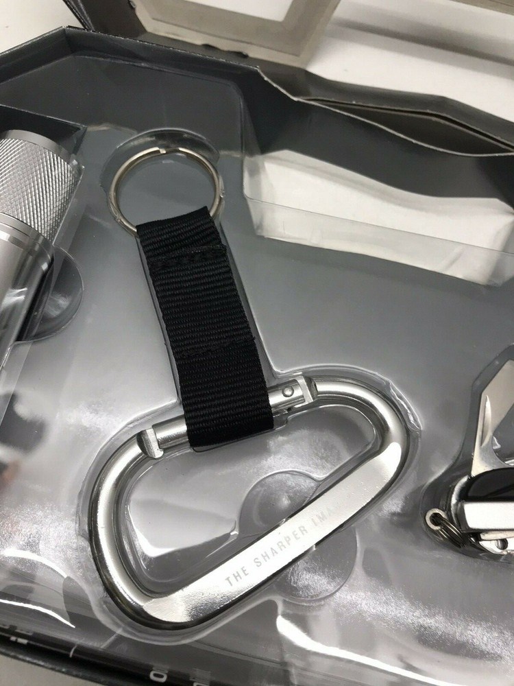 The Sharper Image SH6027SL 3 Pc. Multi Tool Kit Flashlight Carabiner Silver