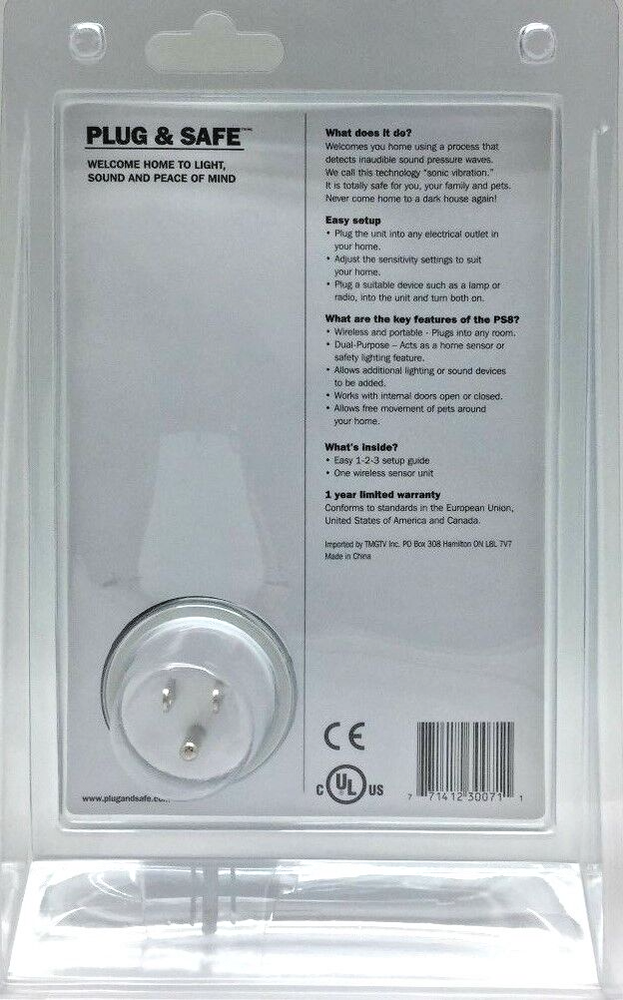 Plug & Safe Motion Sensor Detector Wireless Home Theft Security System PS8