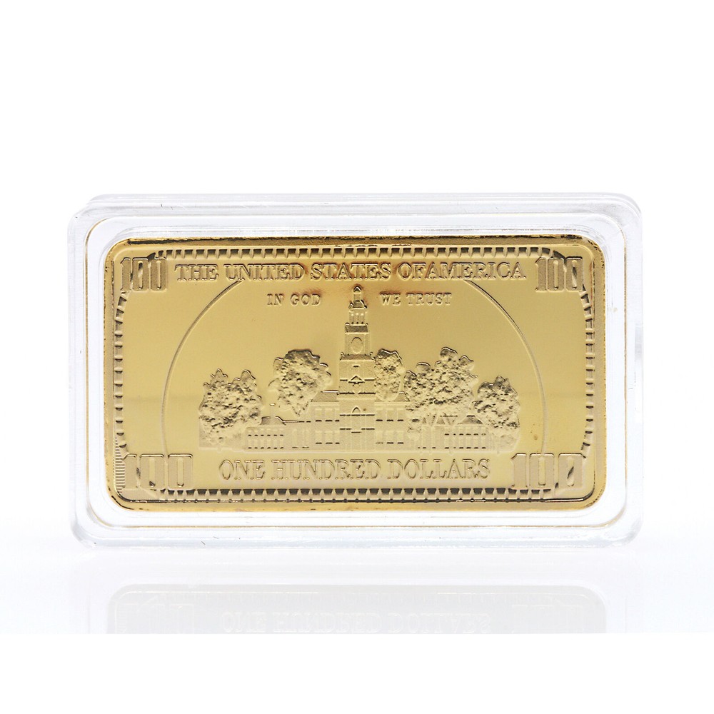 Ben Franklin $100 Gold-Layered Bar Ingot