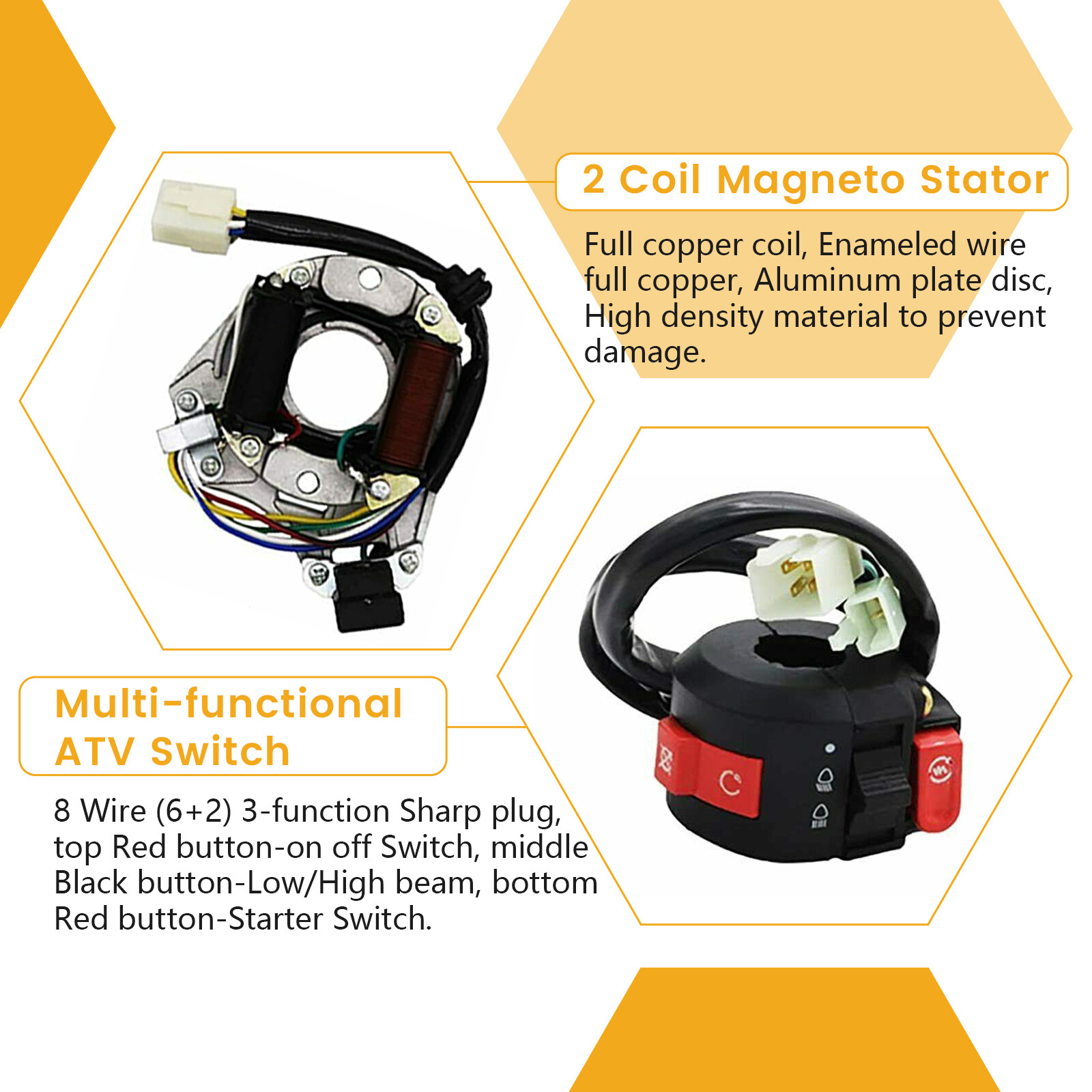 CDI Complete Wiring Harness Kit for 125cc ATV Quad 4 Wheeler Dirt Bike 110cc