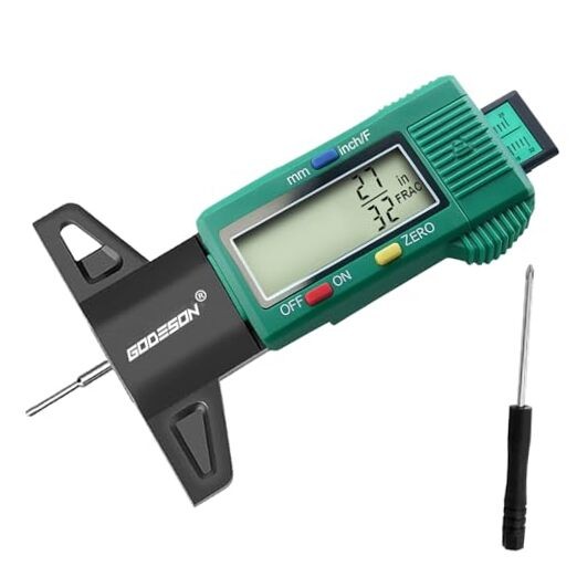 Tire Tread Depth Gauge - Large LCD Screen with Green