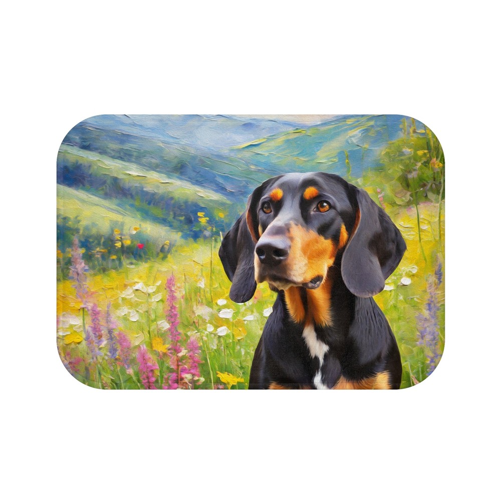 Black & Tan Coonhound Bathroom Rug Mat -