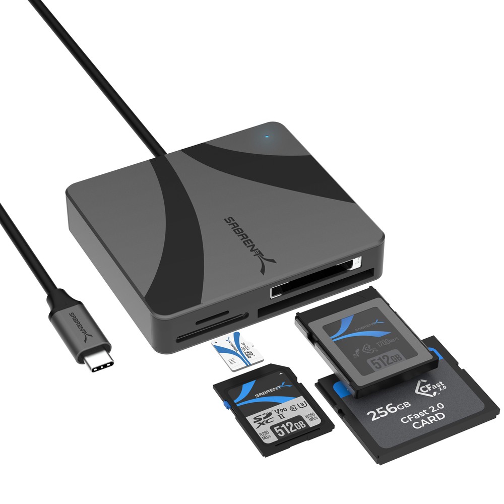 SABRENT USB-C Multi-Card Reader for CFexpress Type B, CFast 2.0, and microSD/SD