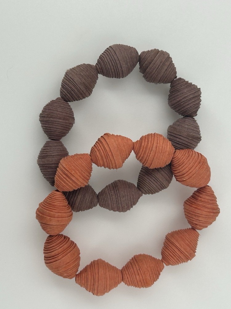 Vintage Purple & Orange Thread Wrapped Boho Stretch Bracelets Set