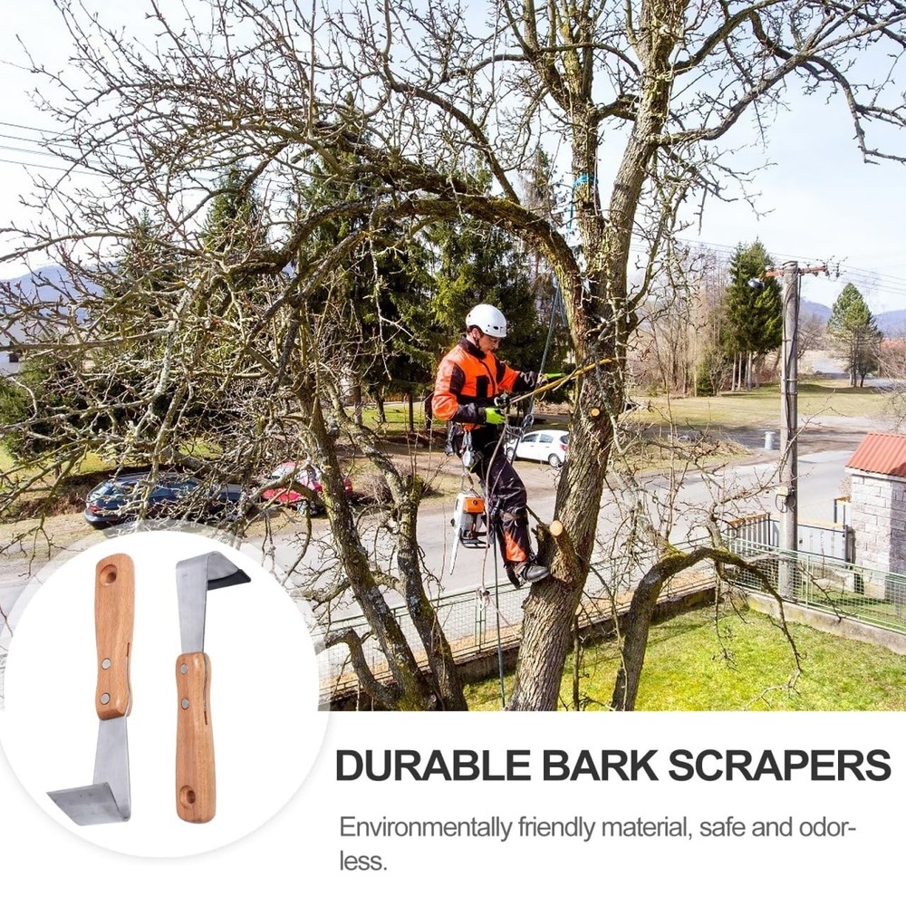 Tree Bark Removal Tool, 2PCS Log Debarking Spud with Wooden Handle, Sharp Bar...