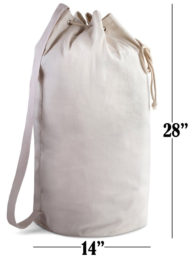 Canvas Duffel Bag - Drawstring, Leather Closure, Shoulder Strap. (2-PACK)