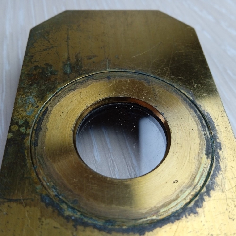 ANTIQUE BRASS COMPRESSORIUM SLIDE STAGE UK MICROSCOPE PART #0202