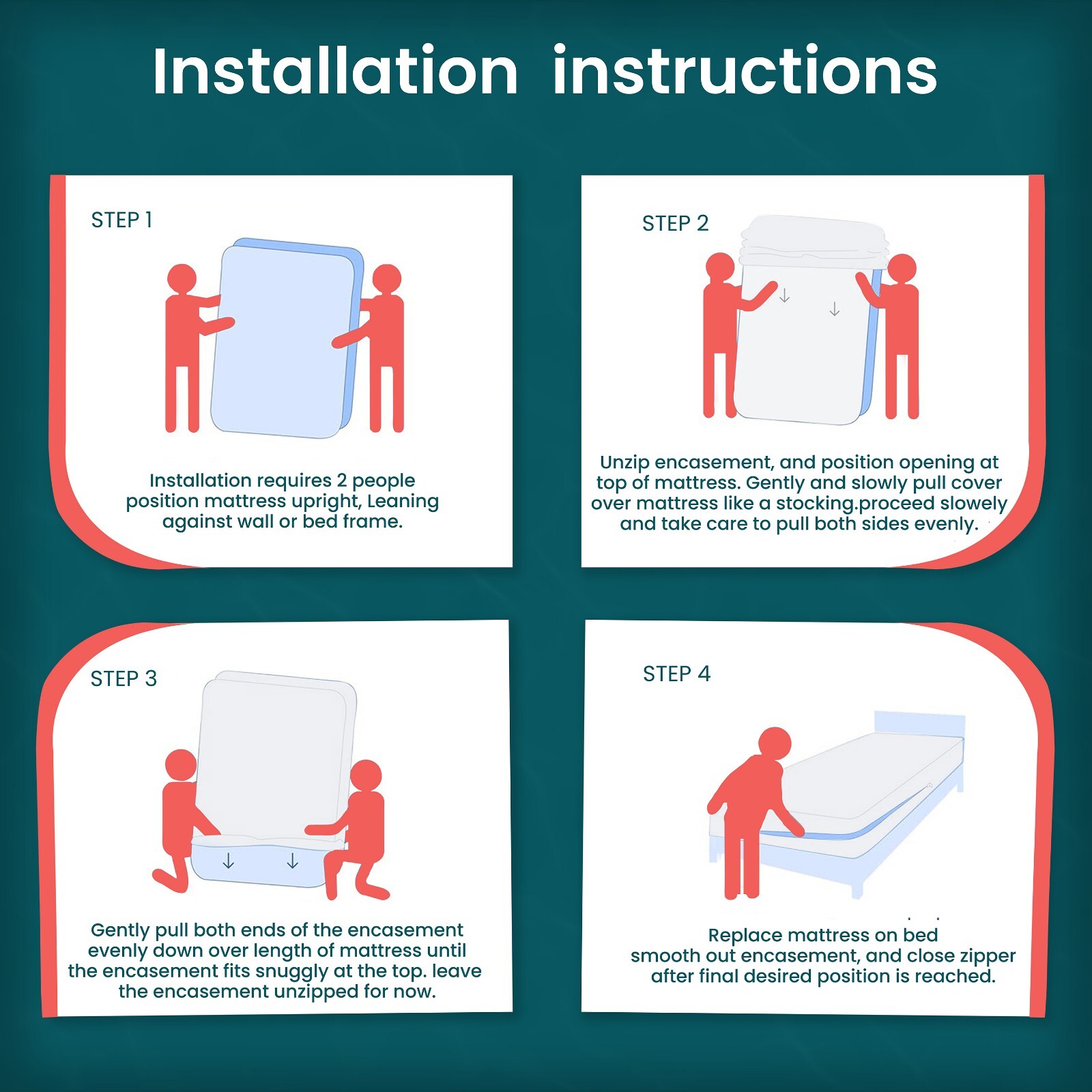 Zippered Mattress Encasement Waterproof Bed Bug Mattress Protector Cover Pad