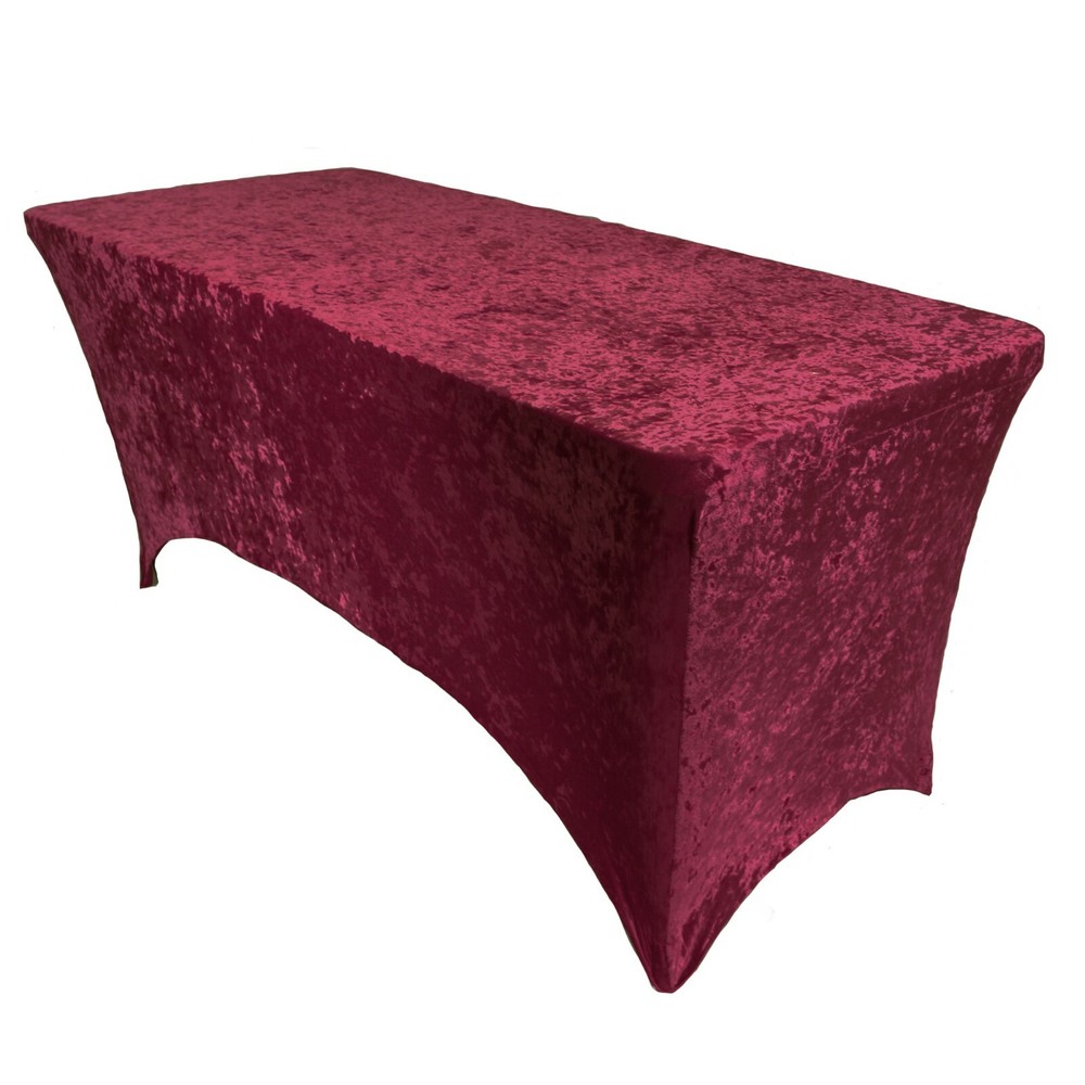 Velvet Folding 8ft Stretchy Modern Table Covers, Rectangular Fitted Tablecloths