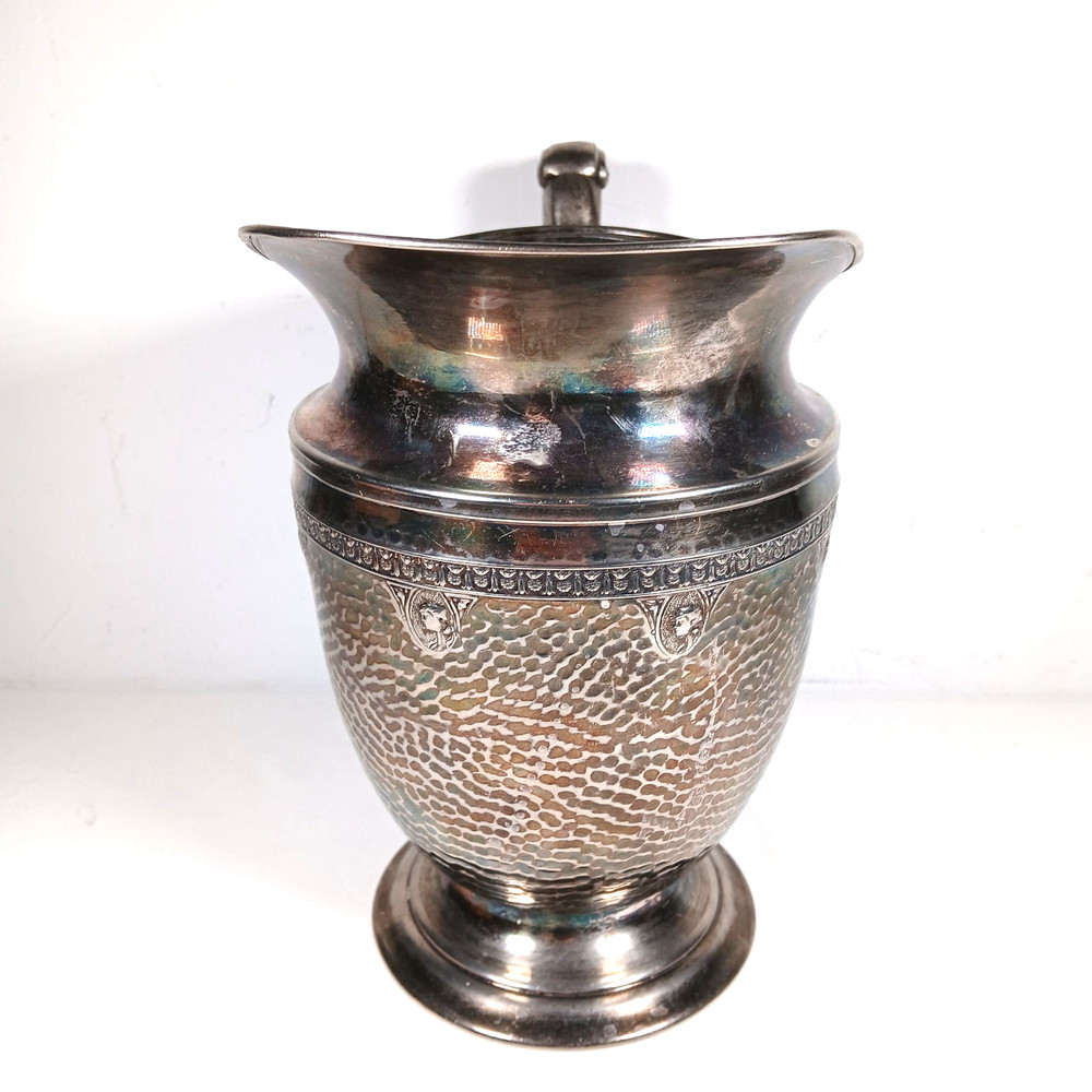 Hammered Silver Plate Water Pitcher Lehman Bros. Silverware Co. Vintage 1920-30