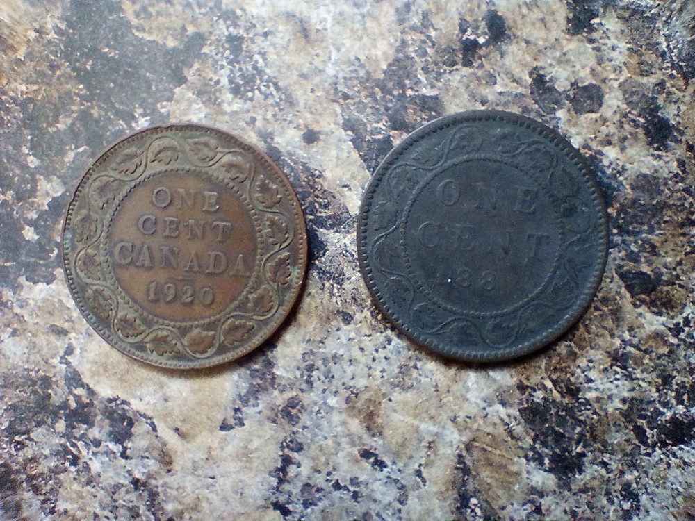 Two One Cent Canada 1882 and 1920