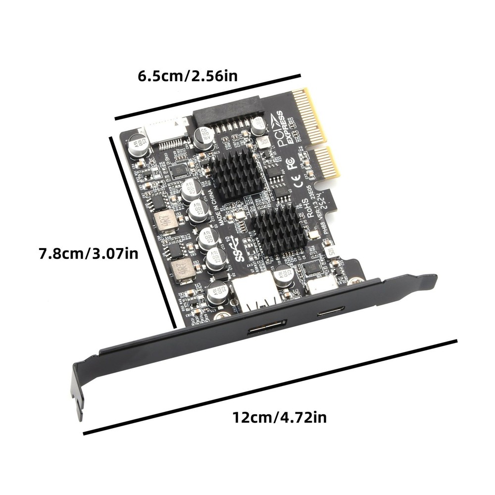 PCIe 3.0 to USB 3.2 Gen2 10Gbps Expansion Card Multiple Interfaces Type A/C/E