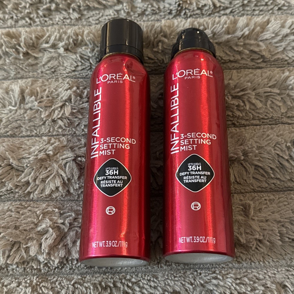 (2) L'Oreal Paris Infallible 3-Second Setting Spray Mist 3.9oz Larger “READ”