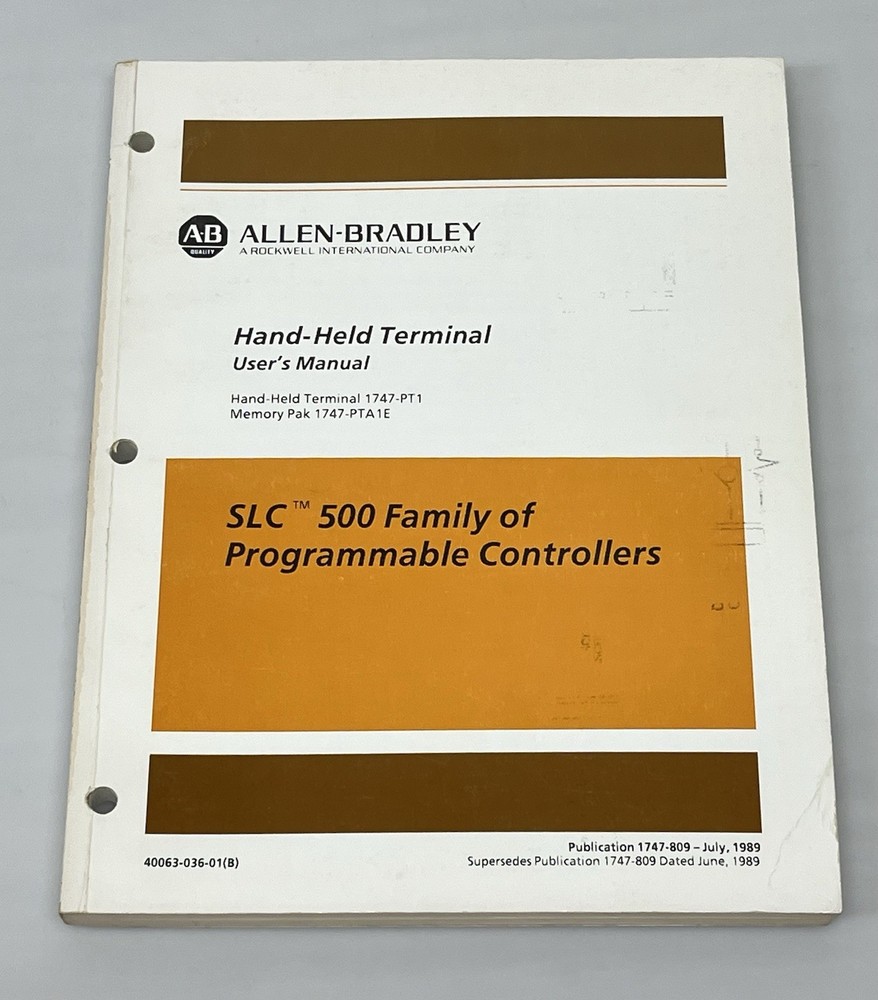 Allen-Bradley SLC 500 Hand-Held Terminal User's Manual Programmable Controllers