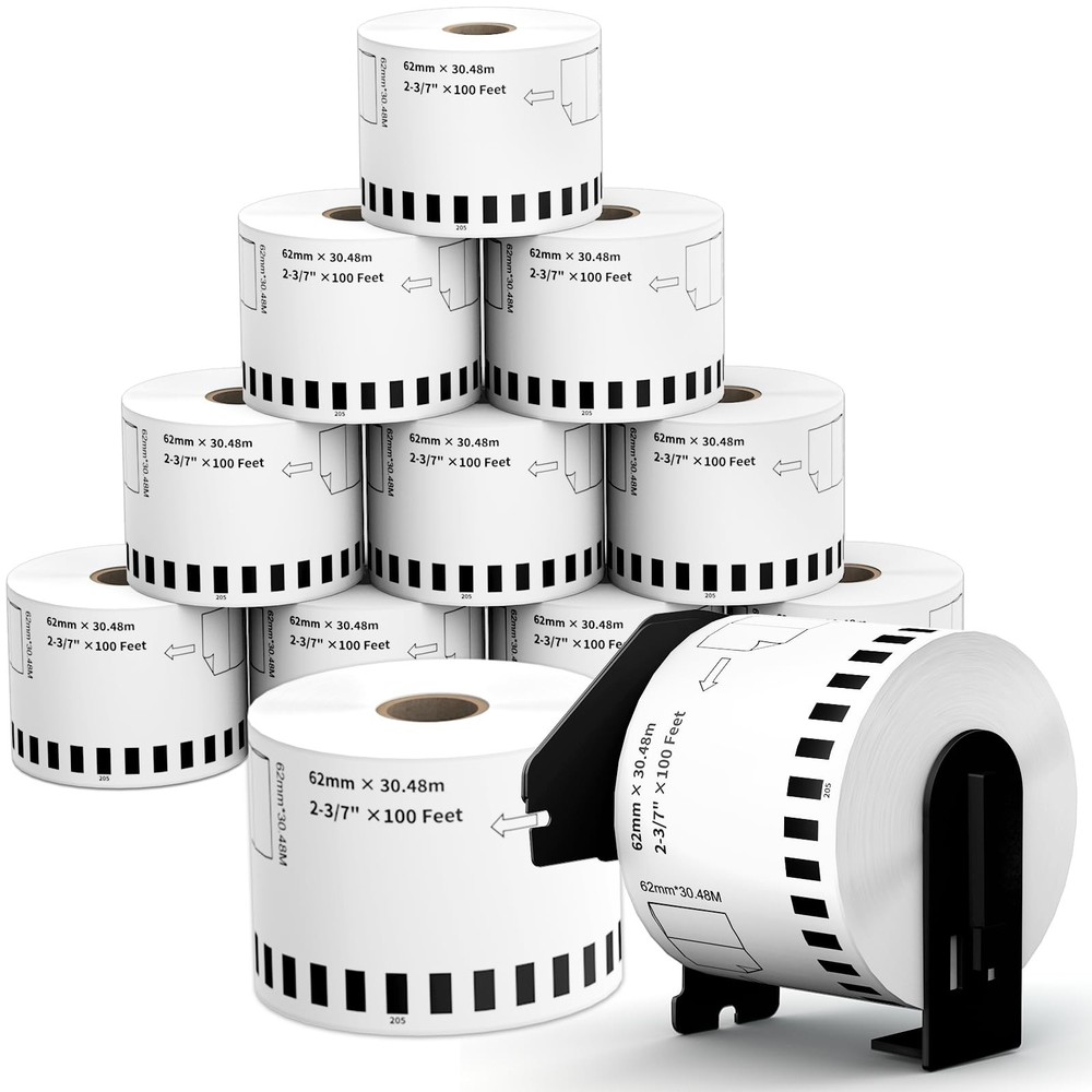 12 Rolls Replace Brother Continuous Label DK-2205 (2.4" X 100') Compatible wi...