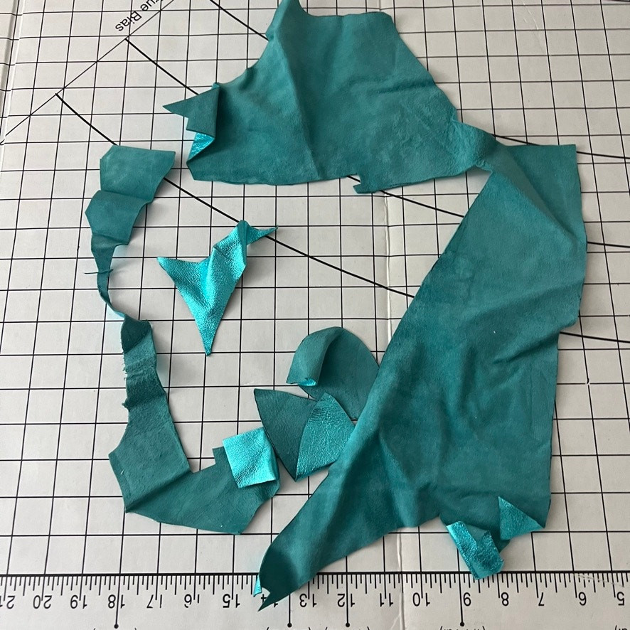 Turquoise Leather Scraps Fabrics