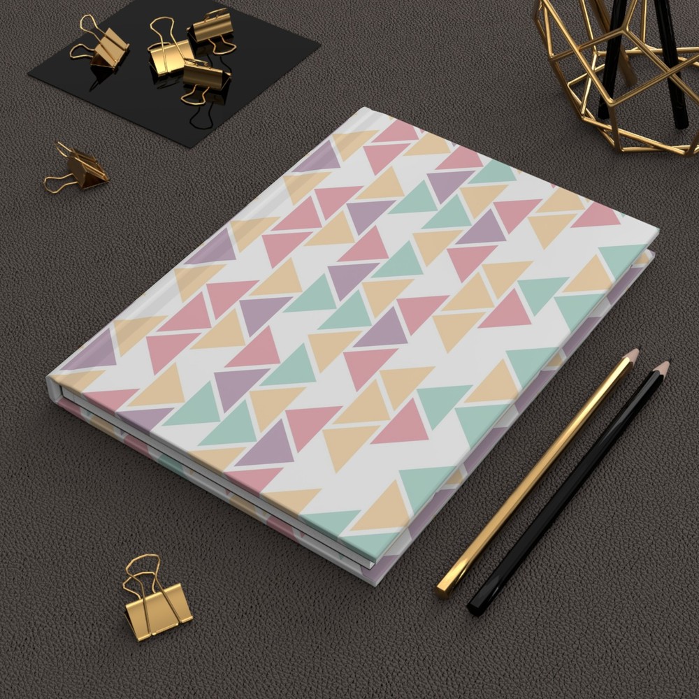 Colorful Triangle Pattern Hardcover Journal, Aesthetic Notebook, Gift for [...]