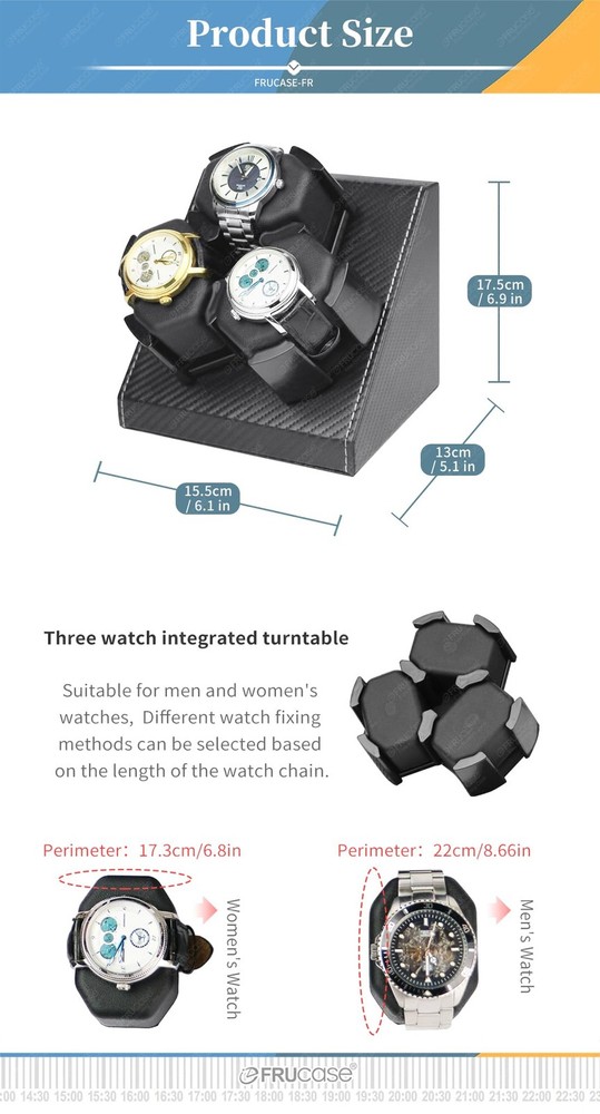 FRUCASE Three Watch Winder for Automatic Watches Box PU30B