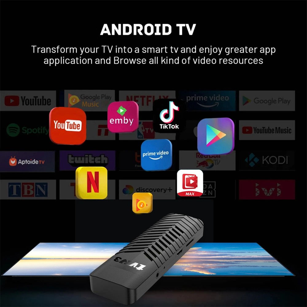 4K Mini TV Stick Android - Cortex A53, Wifi 2.4G, HDR10, Remote Control